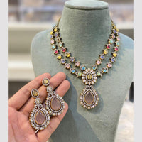Hira Collection Gold Plated Pota Stone Necklace Set