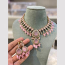 Hira Collections Gold Plated Pota Stone And Beads Choker Necklace Set