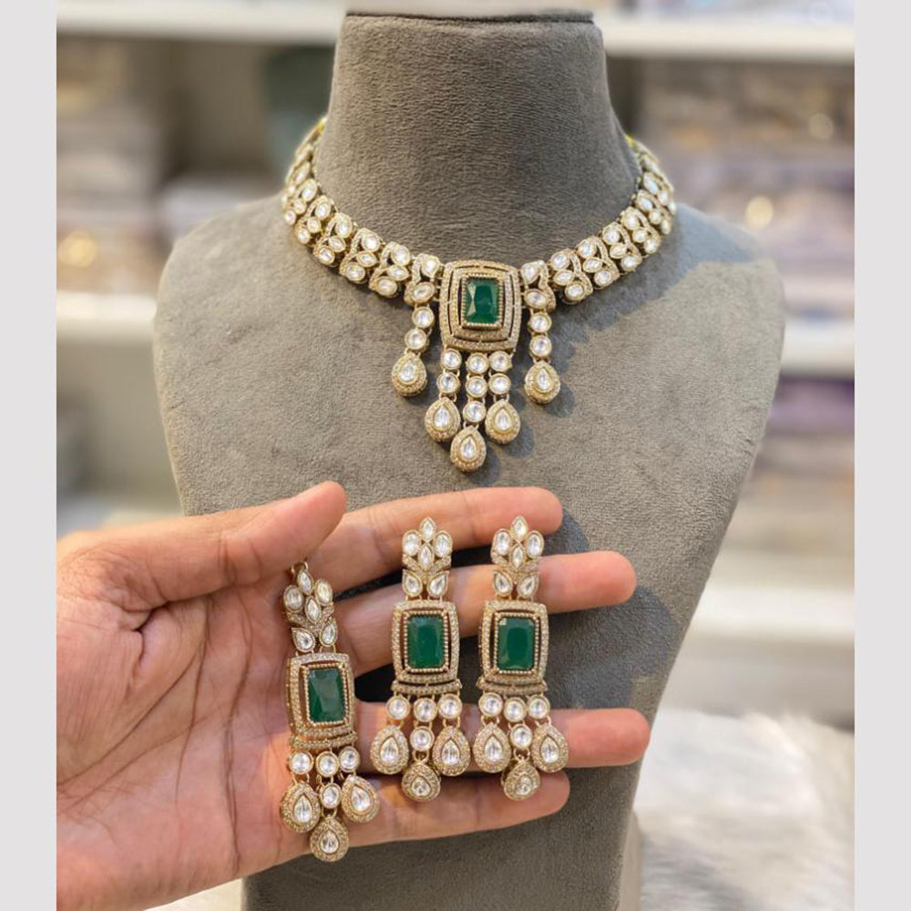Hira Collections Gold Plated Kundan Choker Necklace Set