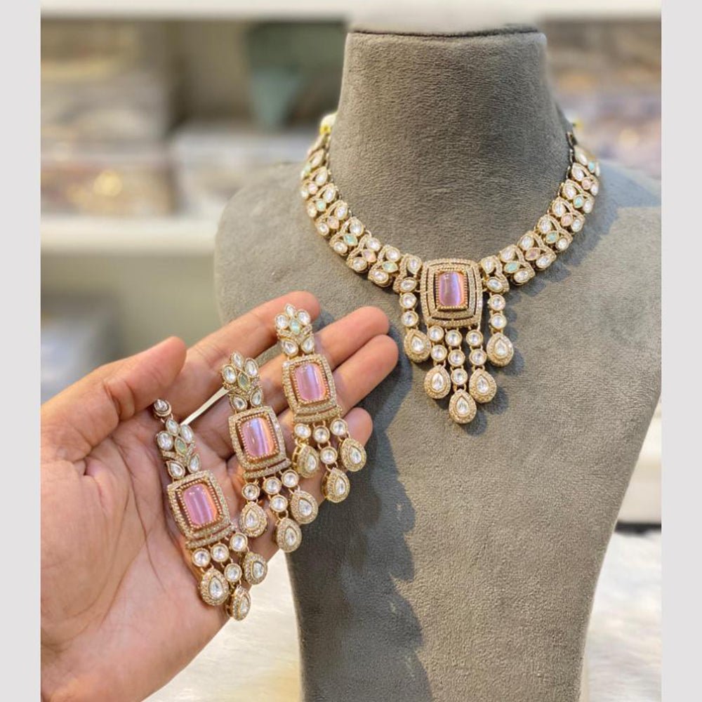Hira Collections Gold Plated Kundan Choker Necklace Set