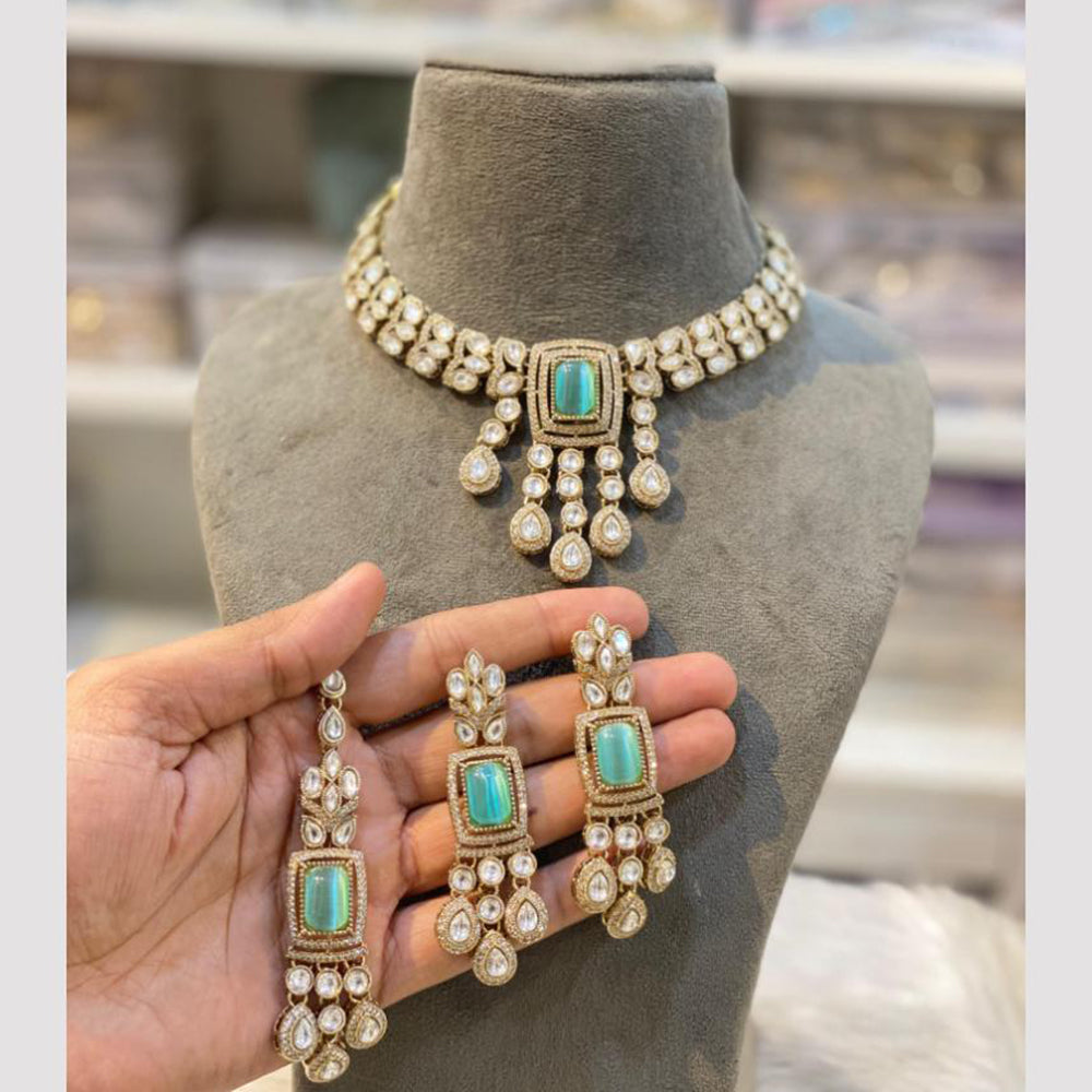 Hira Collections Gold Plated Kundan Choker Necklace Set