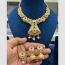 Hira Collections Gold Plated Pota And Meenakari Necklace Set