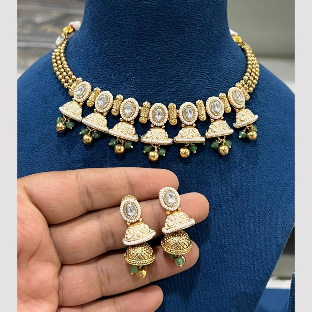 Hira Collections Gold Plated Crystal And Meenakari Necklace Set