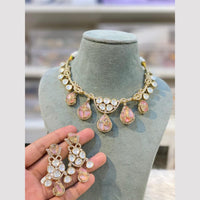 Hira Collections Gold Plated Polki Kundan And Druzy Stone Necklace Set