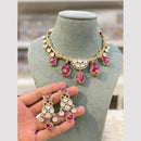 Hira Collections Gold Plated Polki Kundan And Druzy Stone Necklace Set