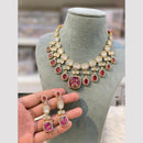 Hira Collections Gold Plated Polki Kundan And Druzy Stone Necklace Set