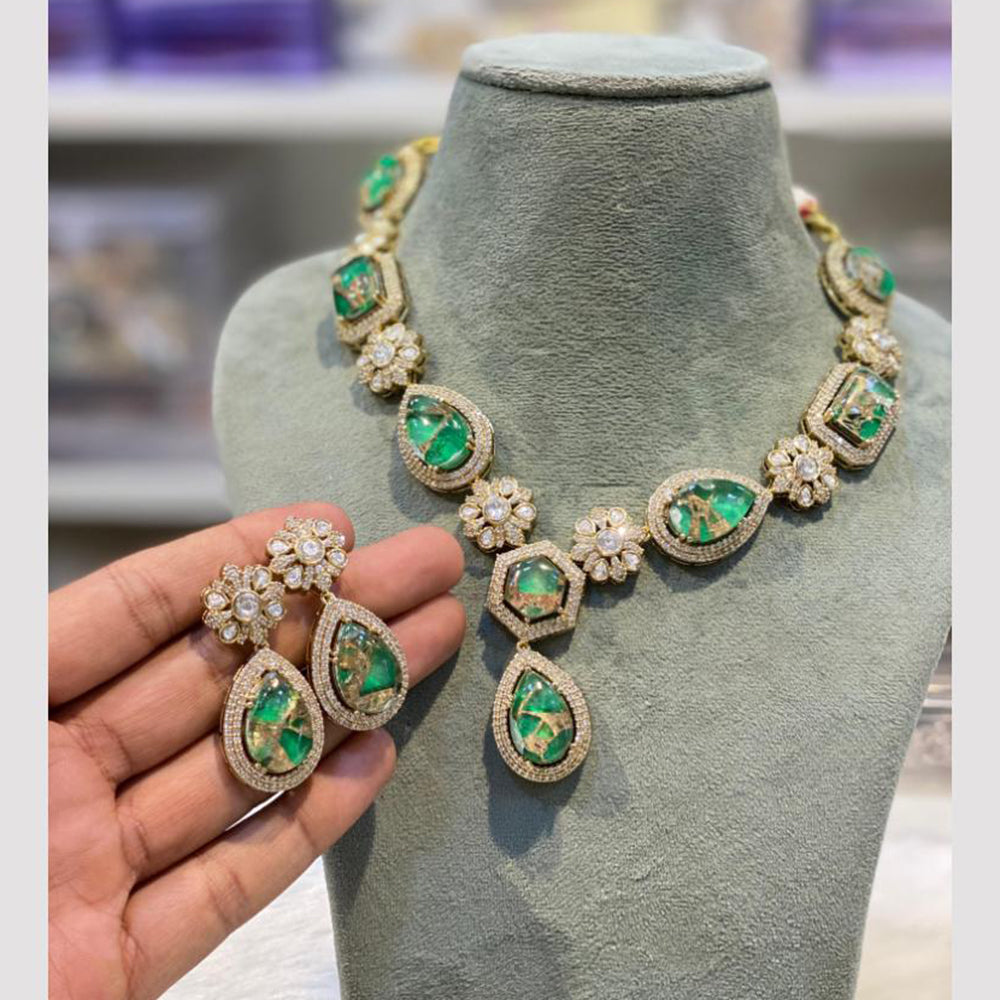 Hira Collections Gold Plated Druzy Stone Necklace Set