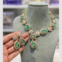 Hira Collections Gold Plated Druzy Stone Necklace Set