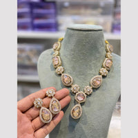 Hira Collections Gold Plated Druzy Stone Necklace Set