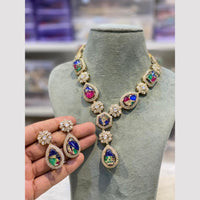 Hira Collections Gold Plated Druzy Stone Necklace Set