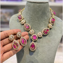 Hira Collections Gold Plated Druzy Stone Necklace Set
