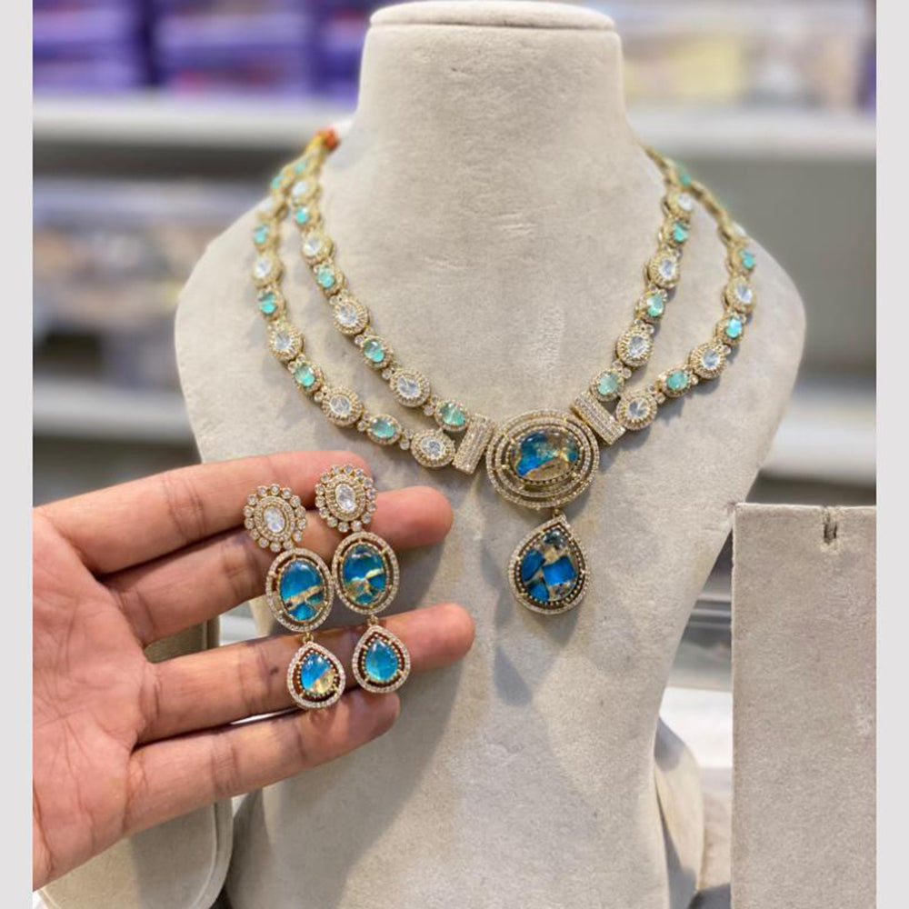Hira Collections Gold Plated Druzy Stone Necklace Set