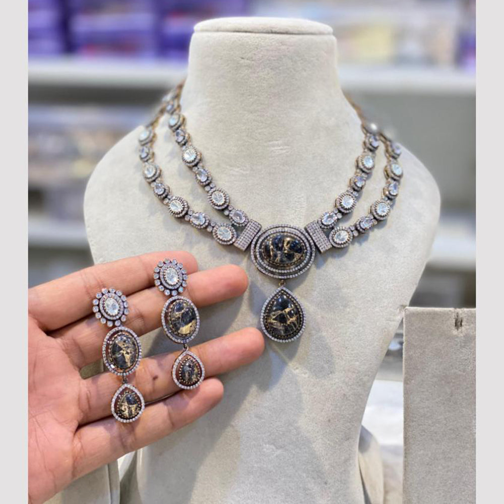 Hira Collections Gold Plated Druzy Stone Necklace Set