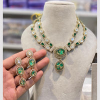 Hira Collections Gold Plated Druzy Stone Necklace Set