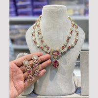 Hira Collections Gold Plated Druzy Stone Necklace Set