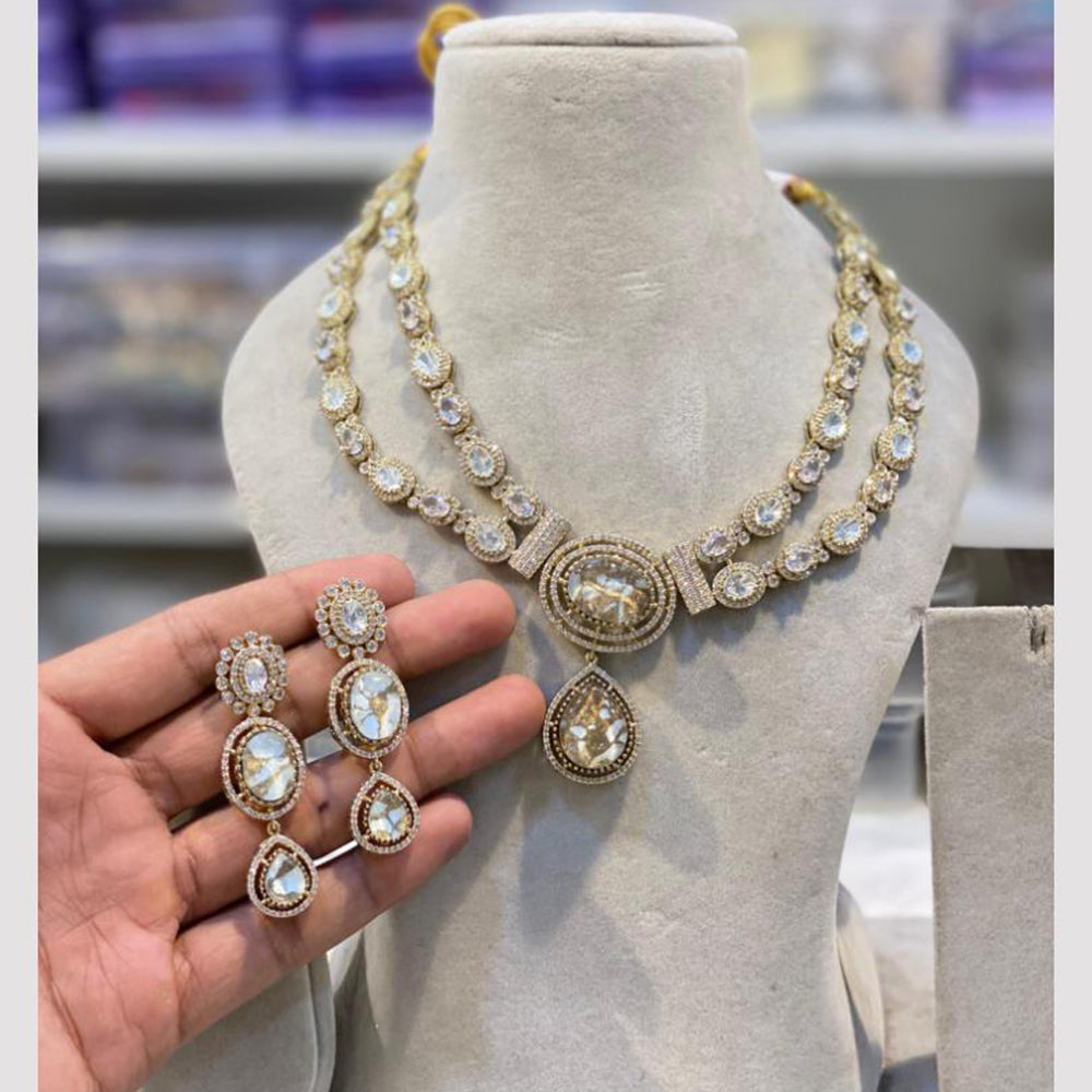 Hira Collections Gold Plated Druzy Stone Necklace Set