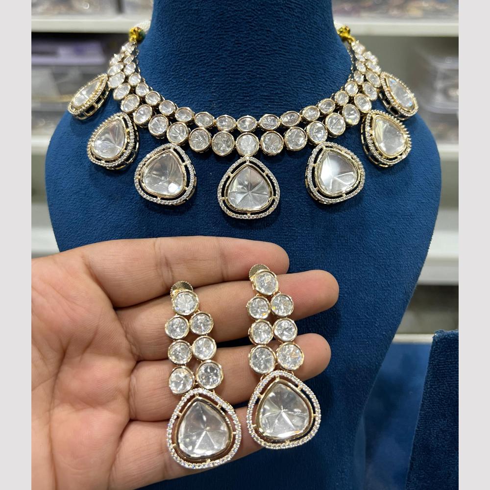 Hira Collections Gold Plated Polki Kundan And Pearls Choker Necklace Set
