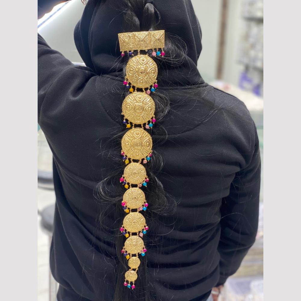 Hira Collections Gold Plated Beads Hair Choti