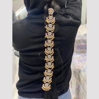 Hira Collections Gold Plated Kundan Stone And Beads Hair Choti