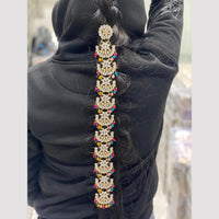 Hira Collections Gold Plated Kundan Stone And Beads Hair Choti