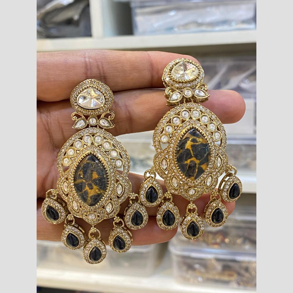 Hira Collections Gleam & Grace Austria And Resin Stone Fusion Danglers Earrings