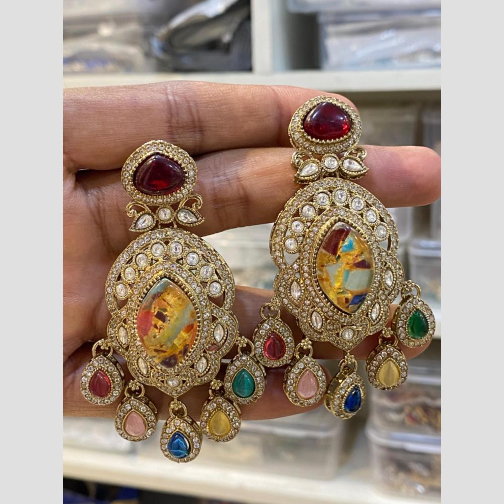 Hira Collections Gleam & Grace Austria And Resin Stone Fusion Danglers Earrings