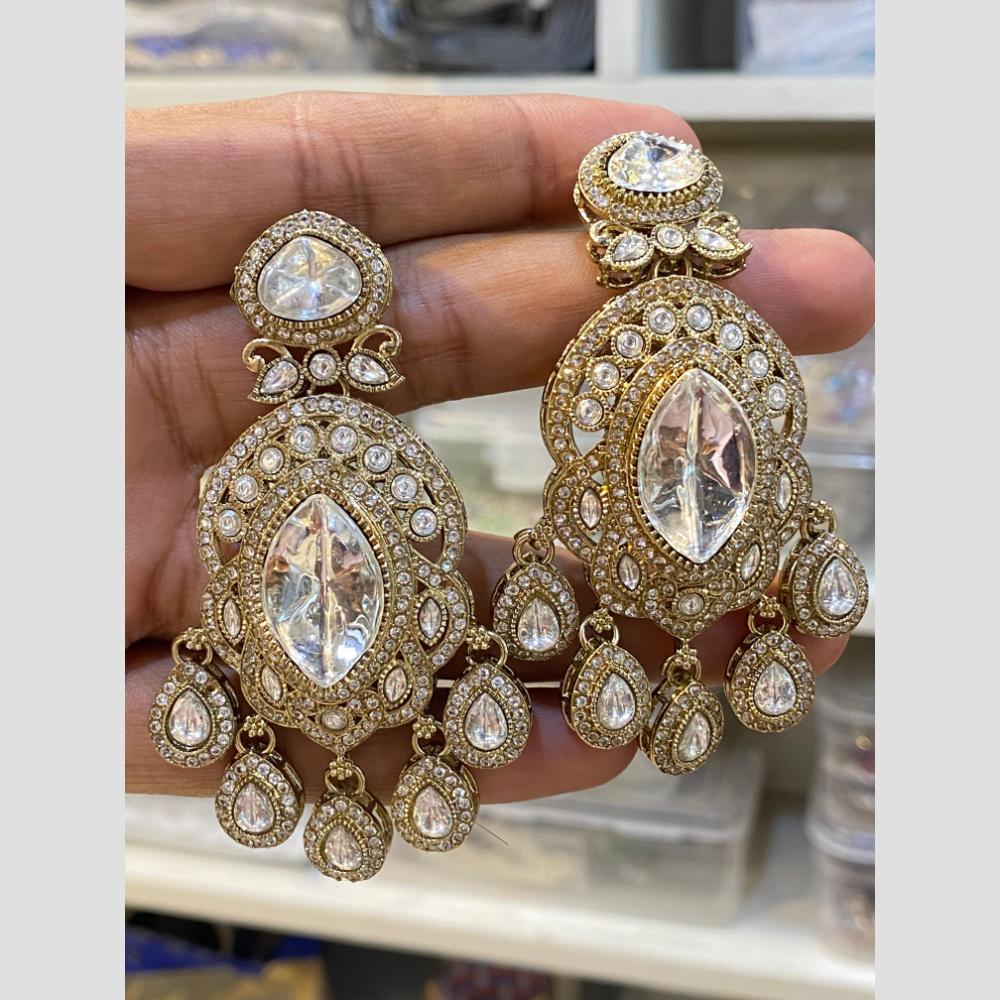 Hira Collections Gleam & Grace Austria And Resin Stone Fusion Danglers Earrings