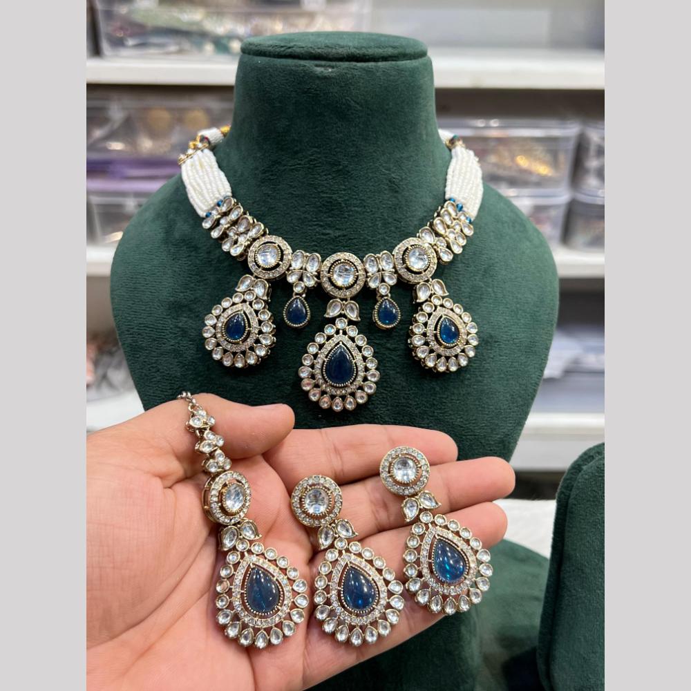 Hira Collections Gold Plated Kundan And Pearls Necklace Set