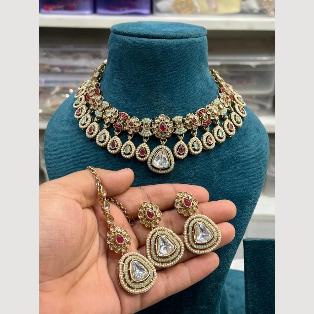 Hira Collection  Gold Plated Kundan Stone Necklace Set