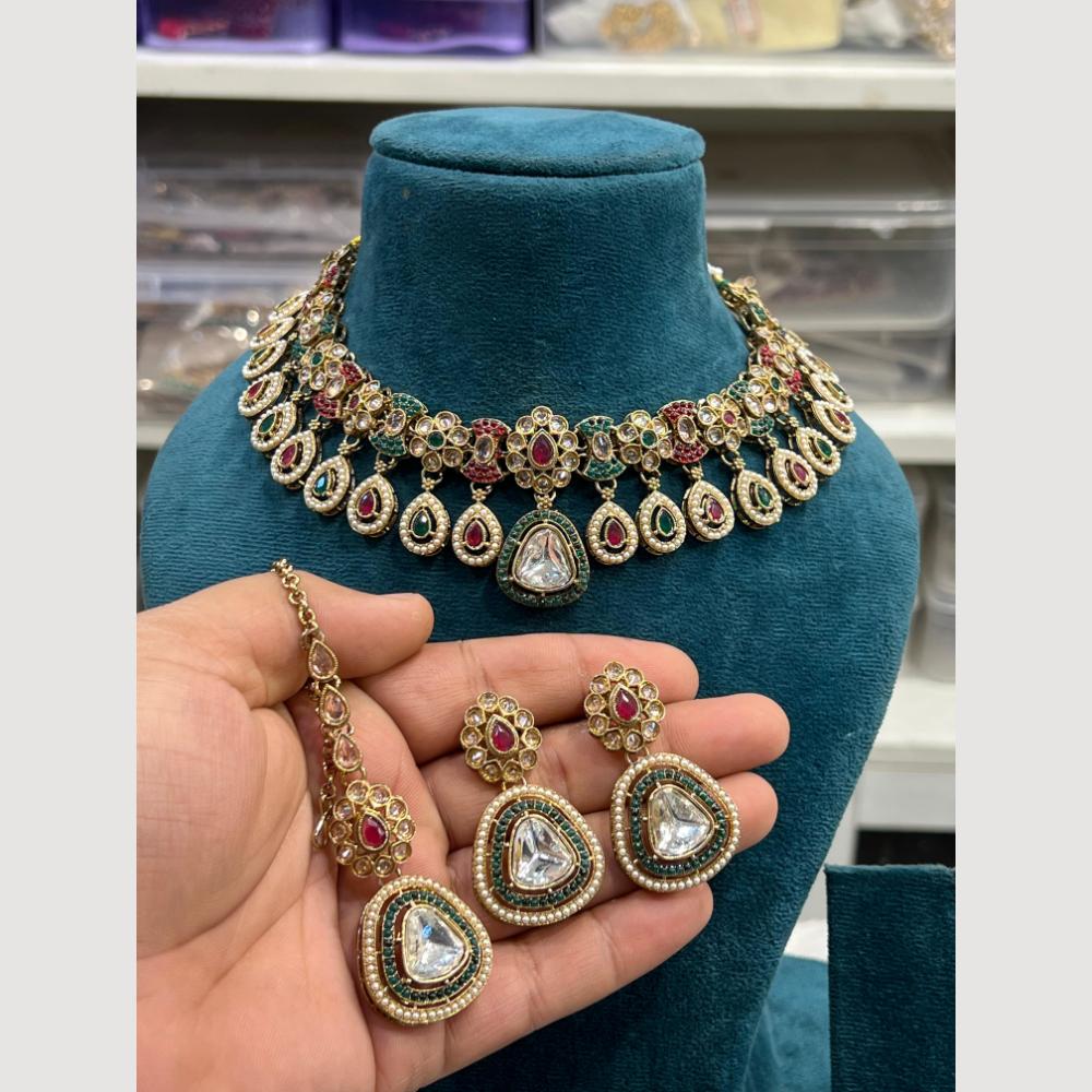 Hira Collection  Gold Plated Kundan Stone Necklace Set