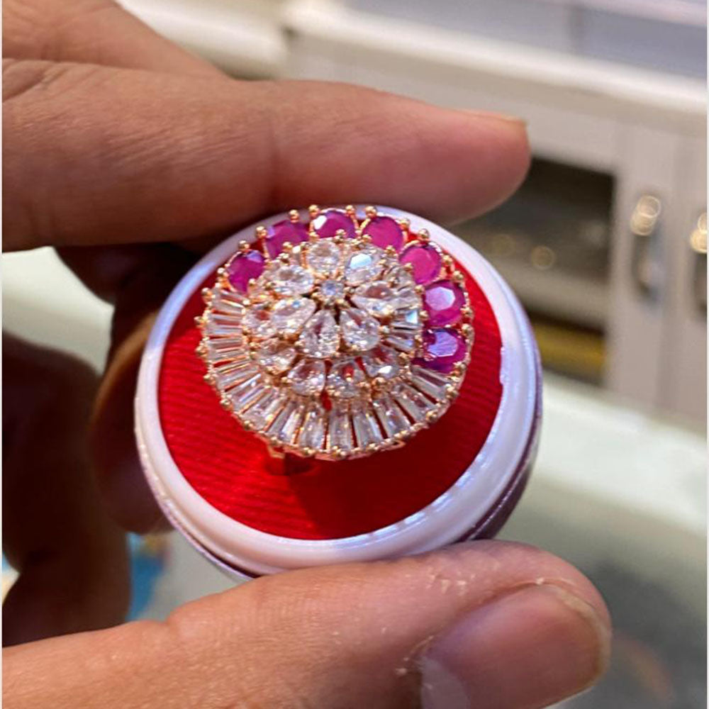 Hira Collections Gold Plated American Diamond Ring