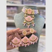 Hira Collections Kundan And Beads Meenakari Choker Necklace Set