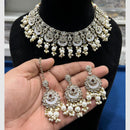 Hira Collections Crystal And Pearls Beads Necklace Set