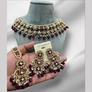 Hira Collections Crystal And Pearls Beads Necklace Set