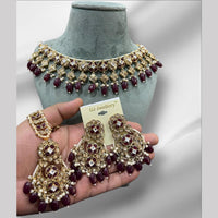 Hira Collections Crystal And Pearls Beads Necklace Set