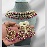 Hira Collections Crystal And Pearls Beads Necklace Set
