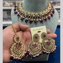 Hira Collections Crystal And Pearls Beads Necklace Set