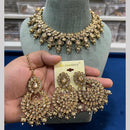 Hira Collections Crystal And Pearls Beads Necklace Set