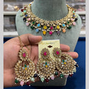 Hira Collections Crystal And Pearls Beads Necklace Set