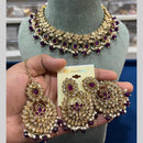 Hira Collections Crystal And Pearls Beads Necklace Set
