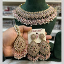 Hira Collections Crystal And Pearls Beads Necklace Set