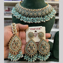 Hira Collections Crystal And Pearls Beads Necklace Set