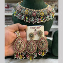 Hira Collections Crystal And Pearls Beads Necklace Set