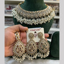 Hira Collections Crystal And Pearls Beads Necklace Set