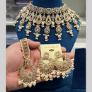 Hira Collections Crystal And Pearls Beads Necklace Set