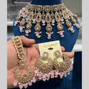 Hira Collections Crystal And Pearls Beads Necklace Set