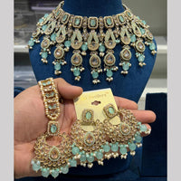Hira Collections Crystal And Pearls Beads Necklace Set