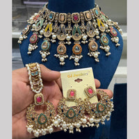 Hira Collections Crystal And Pearls Beads Necklace Set
