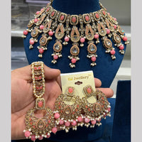 Hira Collections Crystal And Pearls Beads Necklace Set