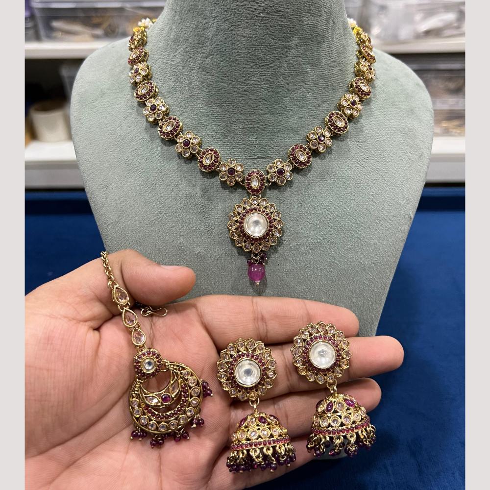 Hira Collections Timeless Elegance Crystal And Pearl Necklace Set